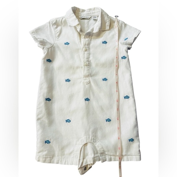 Janie and Jack White Romper With Blue Embroidered Fish Size 6-12 Months - Picture 5 of 7